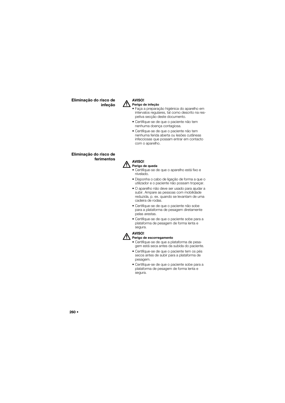 Eliminação do risco de infeção, Eliminação do risco de ferimentos | Seca 657 User Manual | Page 260 / 357