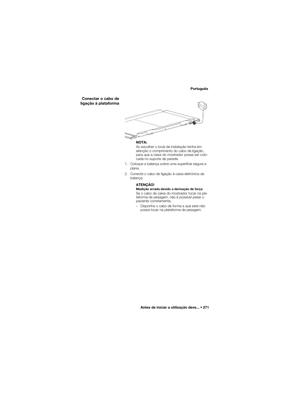 Conectar o cabo de ligação à plataforma | Seca 657 User Manual | Page 271 / 357