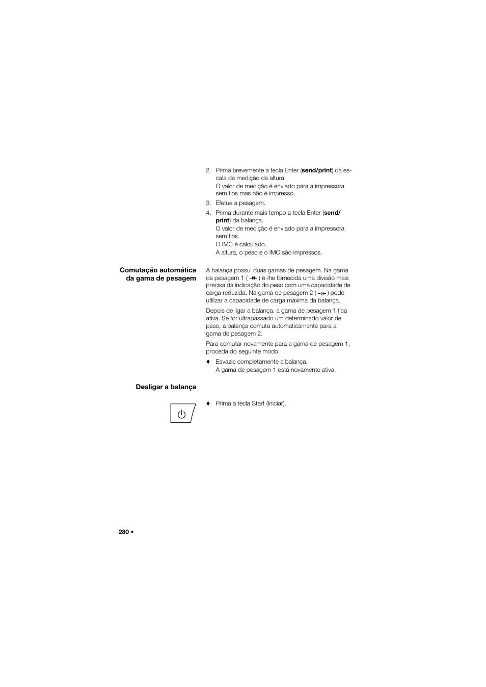 Comutação automática da gama de pesagem, Desligar a balança | Seca 657 User Manual | Page 280 / 357