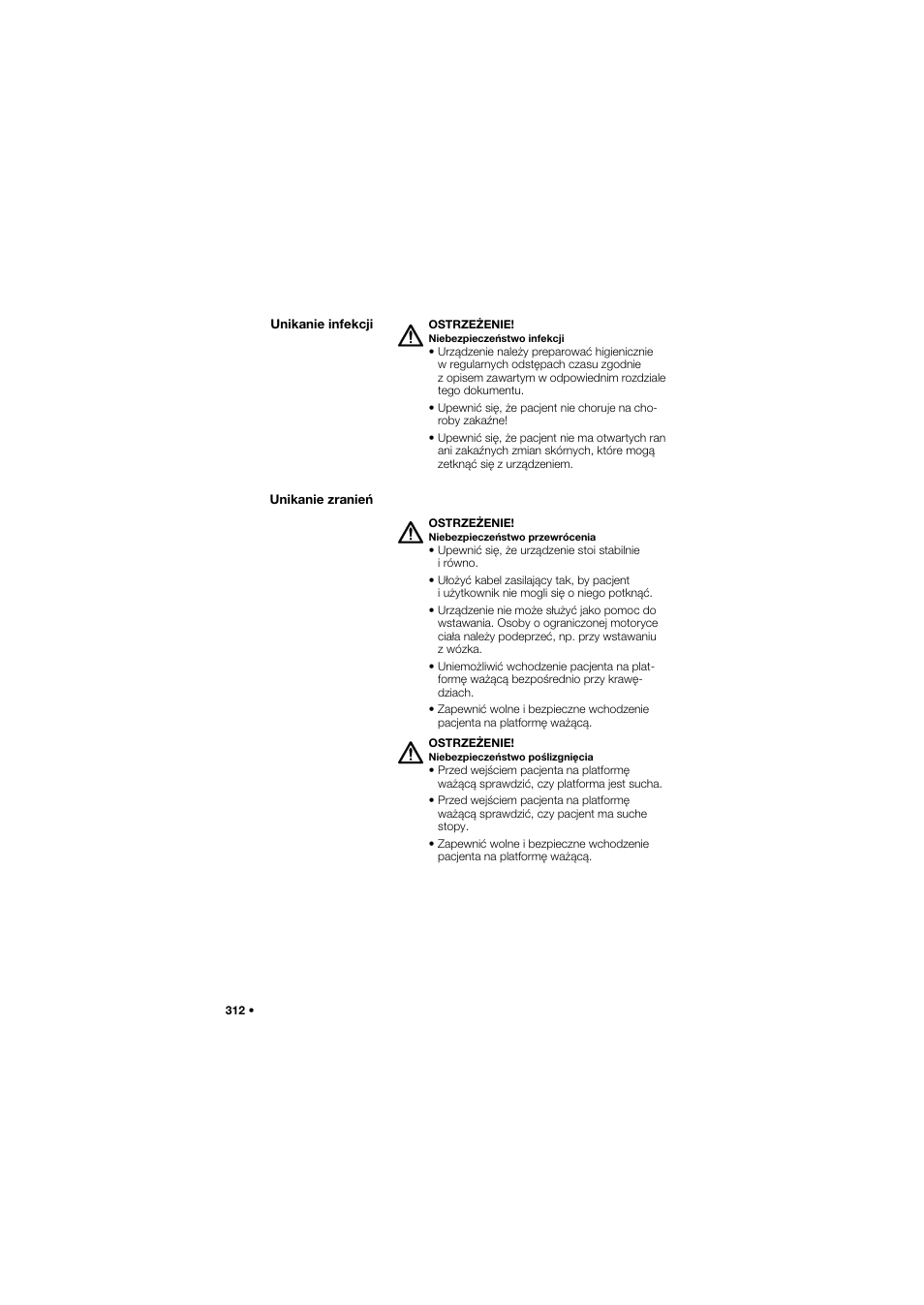 Unikanie infekcji, Unikanie zranień | Seca 657 User Manual | Page 312 / 357