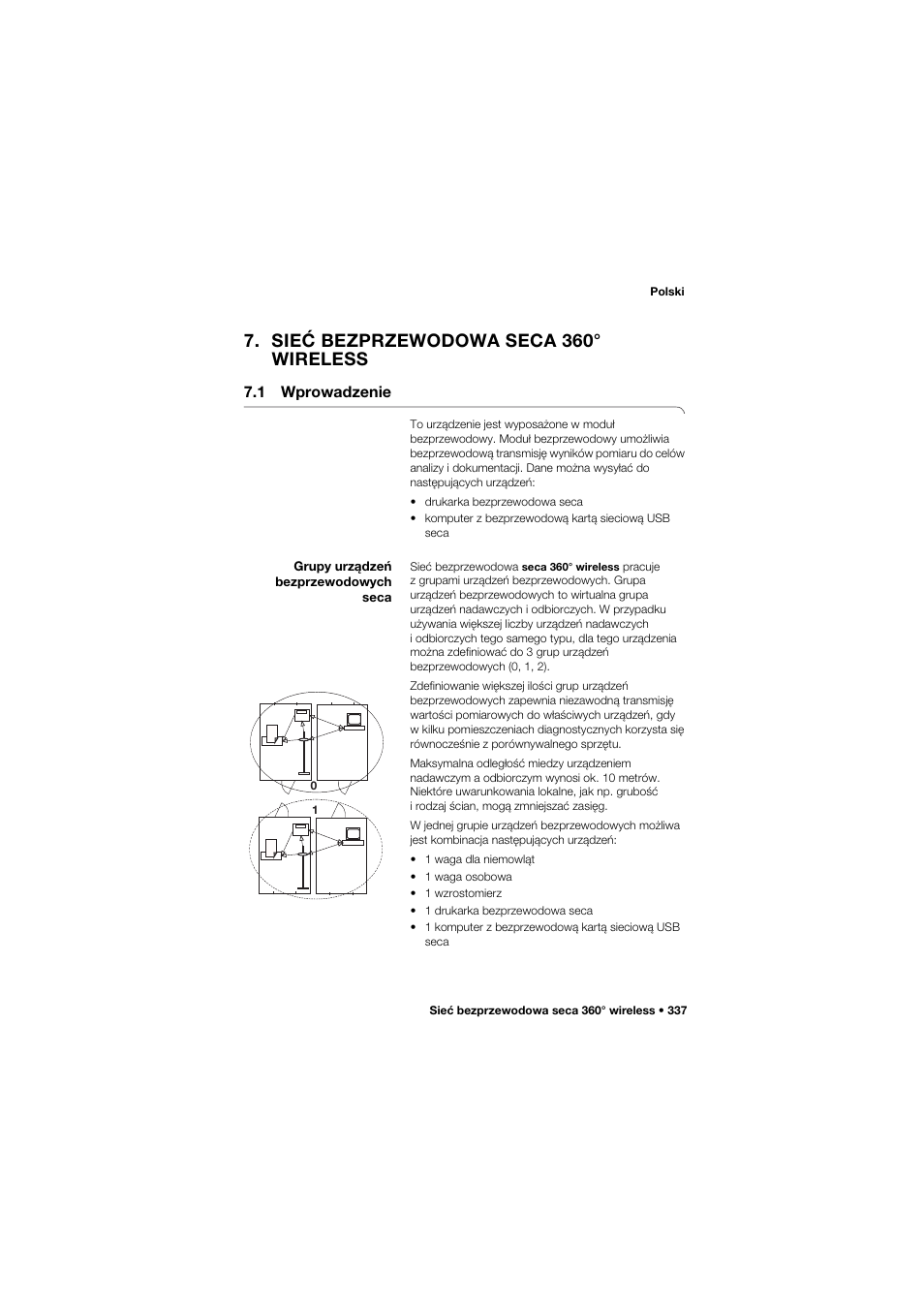 Sieć bezprzewodowa seca 360° wireless, 1 wprowadzenie, Grupy urządzeń bezprzewodowych seca | Seca 657 User Manual | Page 337 / 357