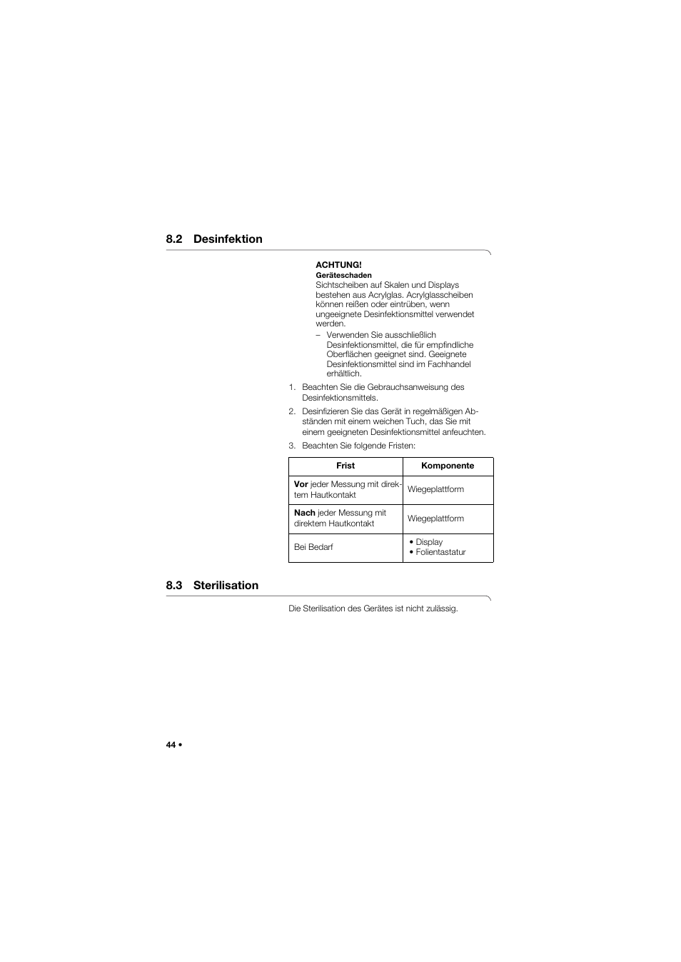 2 desinfektion, 3 sterilisation | Seca 657 User Manual | Page 44 / 357