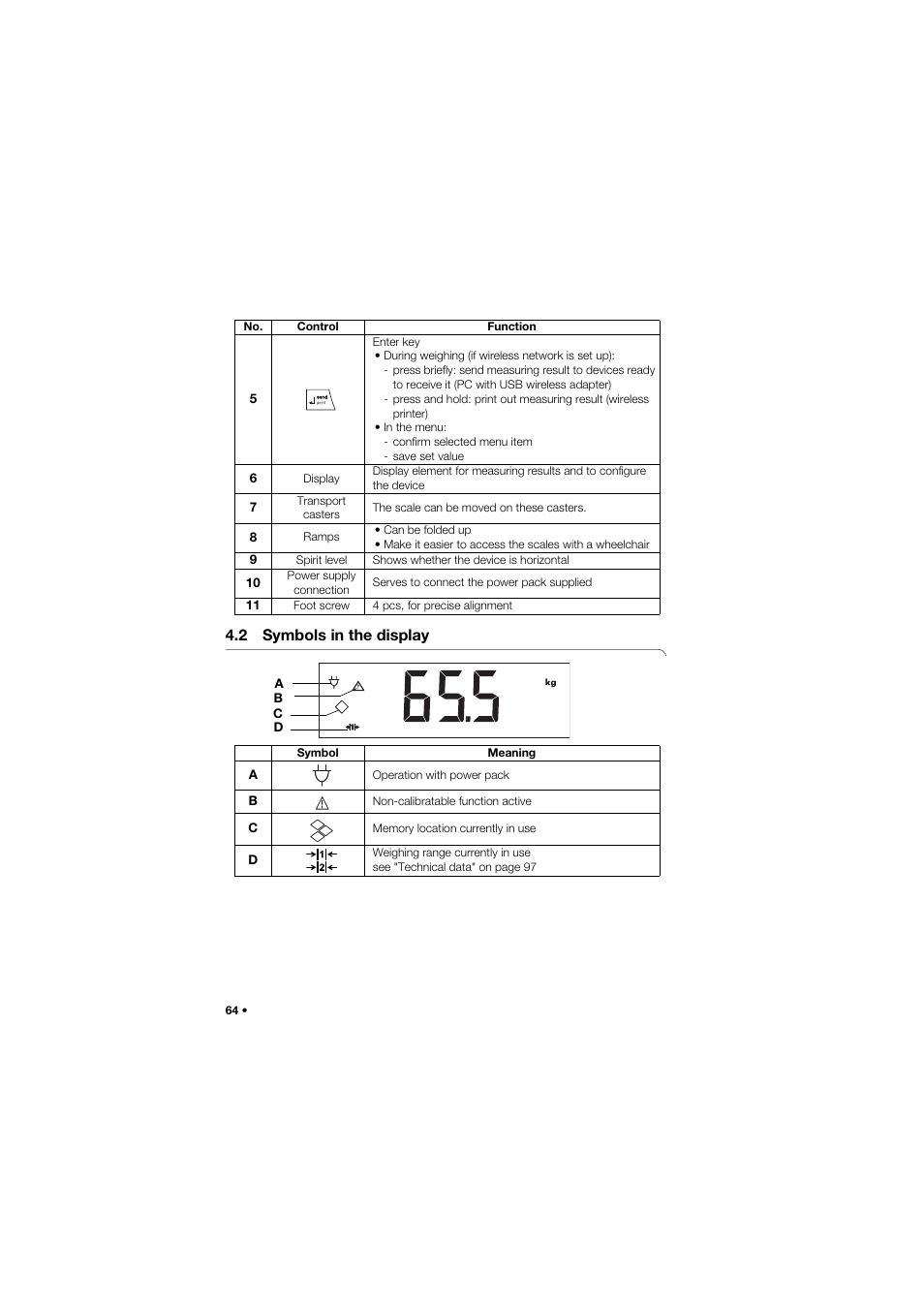 2 symbols in the display | Seca 657 User Manual | Page 64 / 357