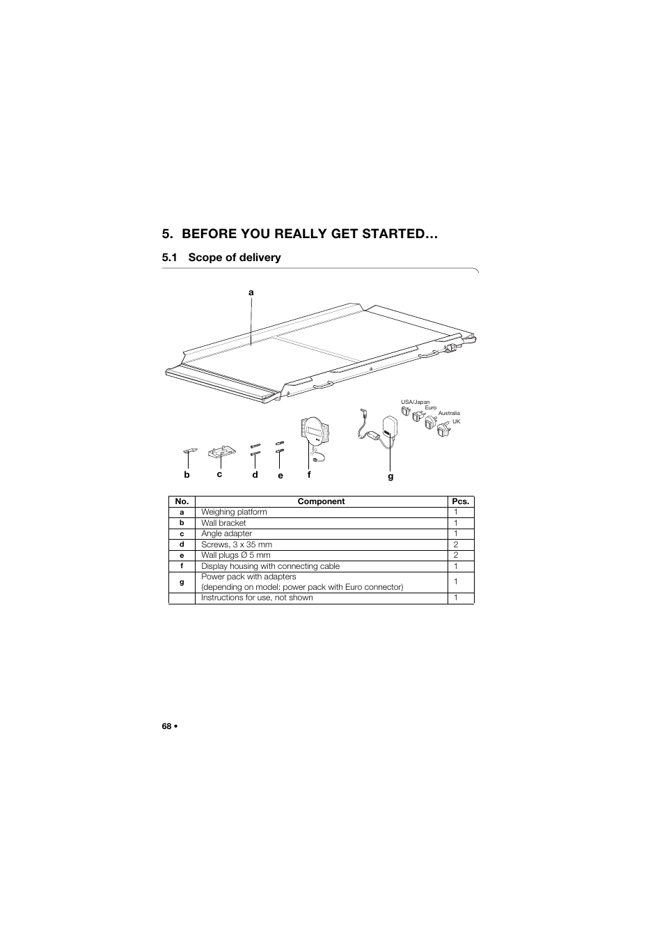 Before you really get started, 1 scope of delivery | Seca 657 User Manual | Page 68 / 357