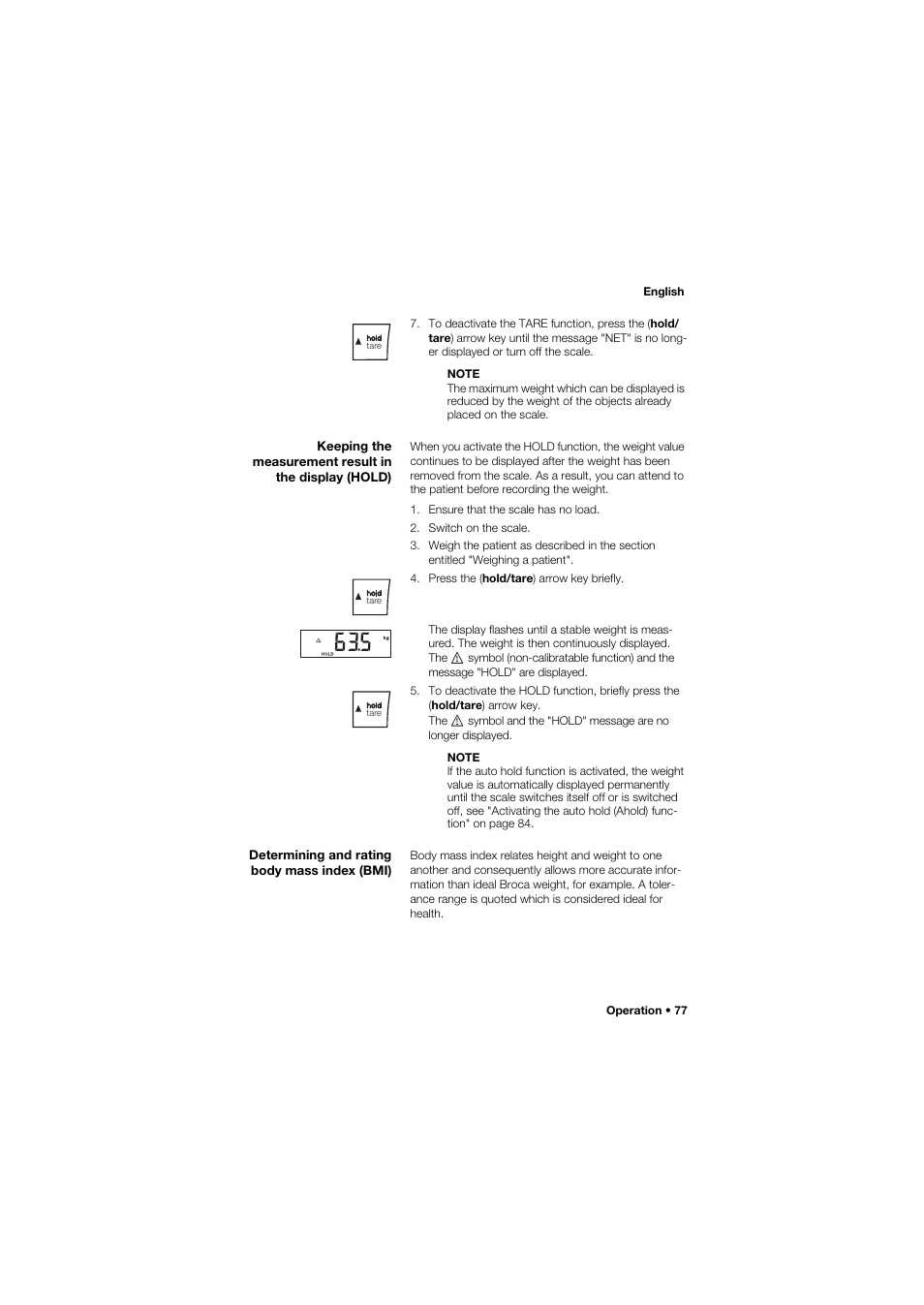 Determining and rating body mass index (bmi) | Seca 657 User Manual | Page 77 / 357