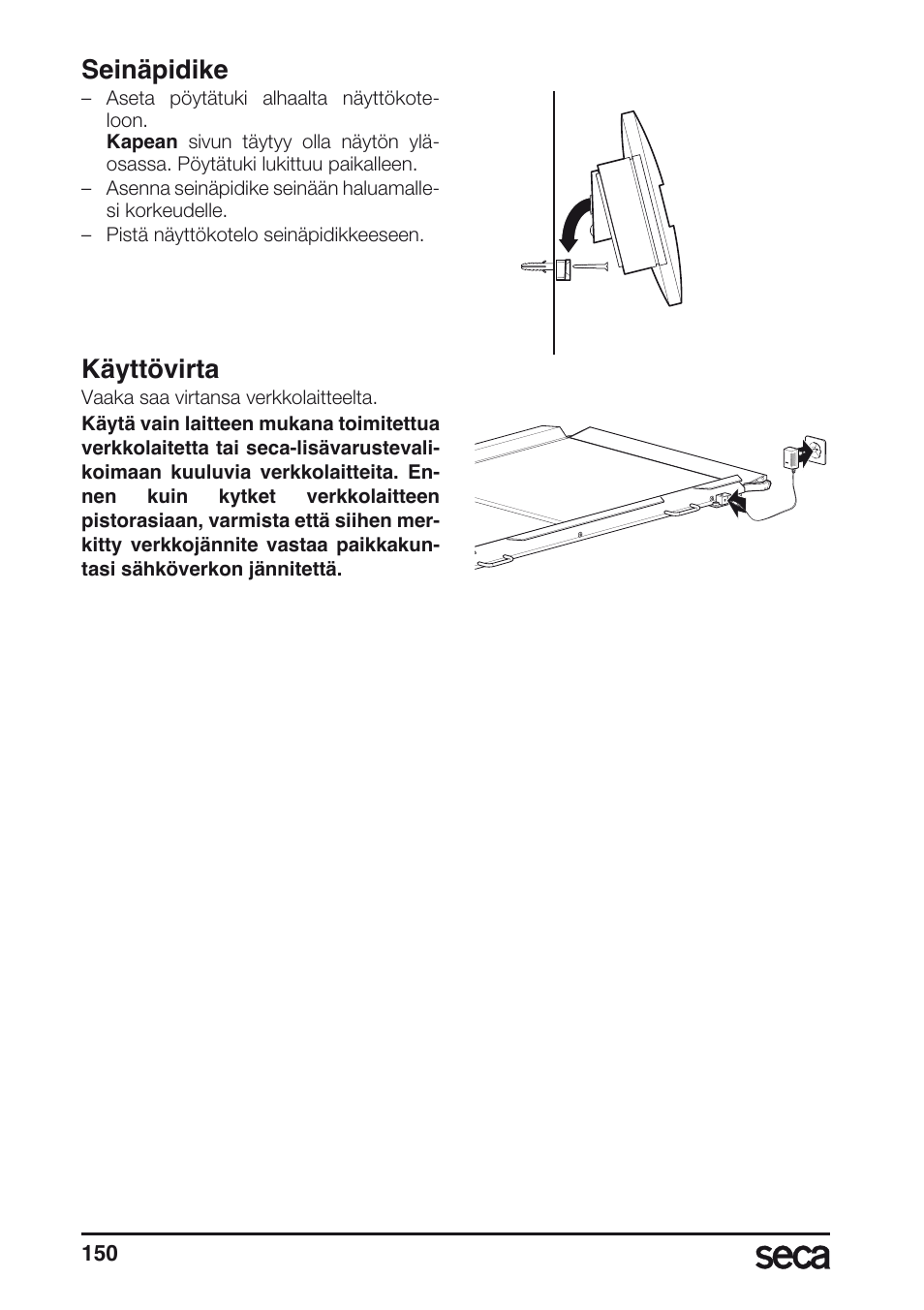 Seinäpidike, Käyttövirta | Seca 657 User Manual | Page 150 / 240