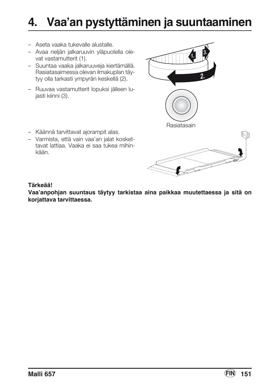 Vaa’an pystyttäminen ja suuntaaminen, Libelle | Seca 657 User Manual | Page 151 / 240