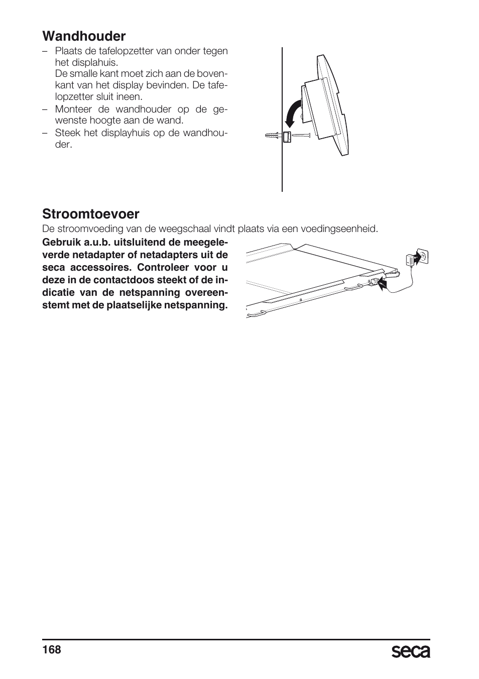 Wandhouder, Stroomtoevoer | Seca 657 User Manual | Page 168 / 240