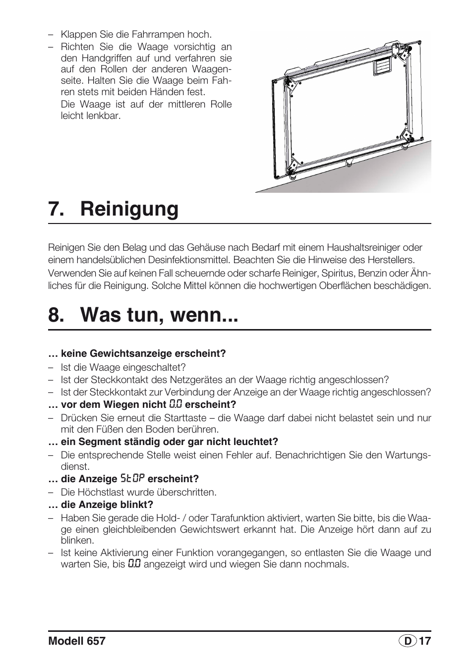 Reinigung, Was tun, wenn | Seca 657 User Manual | Page 17 / 240