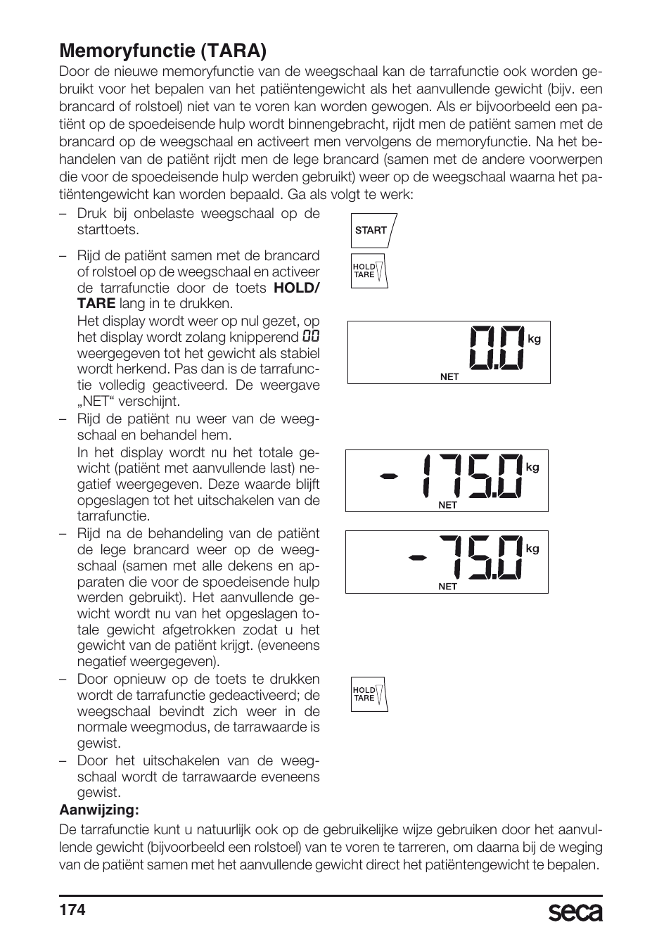 Memoryfunctie (tara) | Seca 657 User Manual | Page 174 / 240