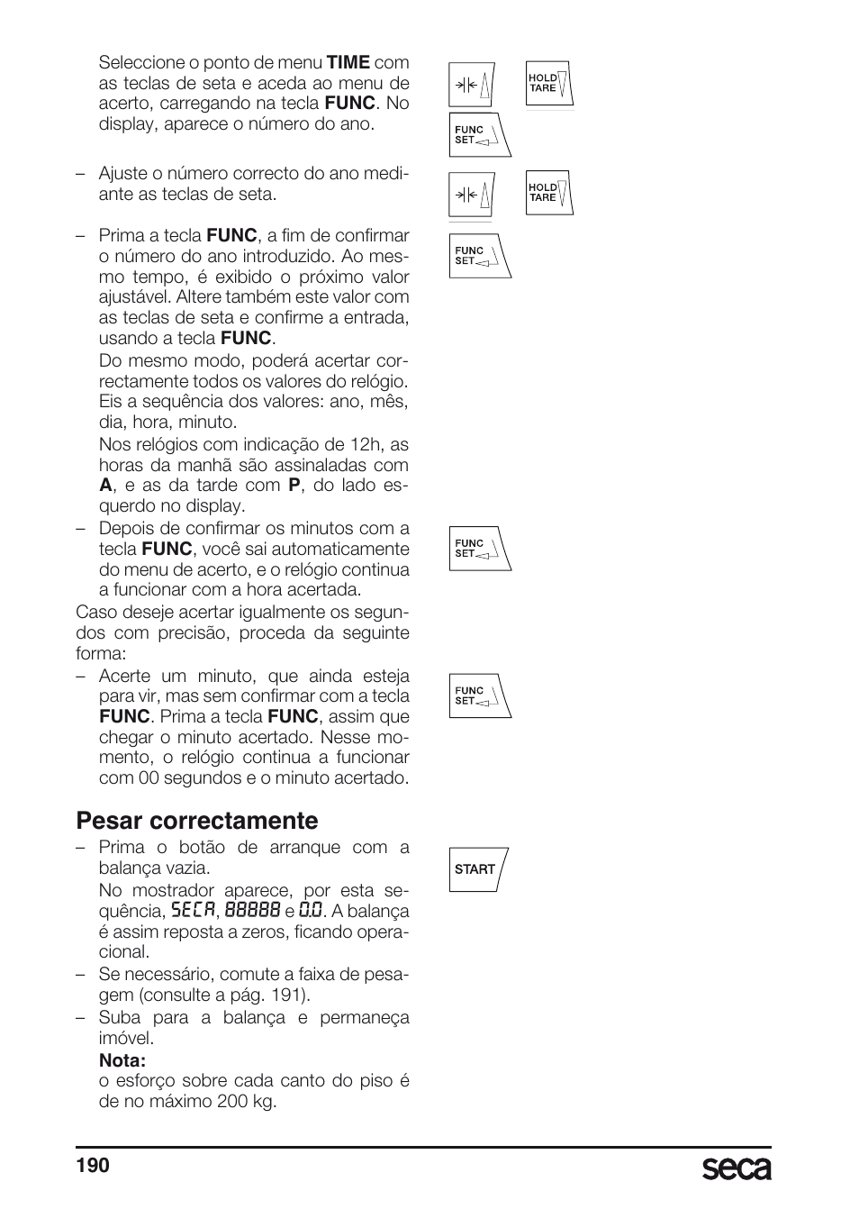 Pesar correctamente | Seca 657 User Manual | Page 190 / 240