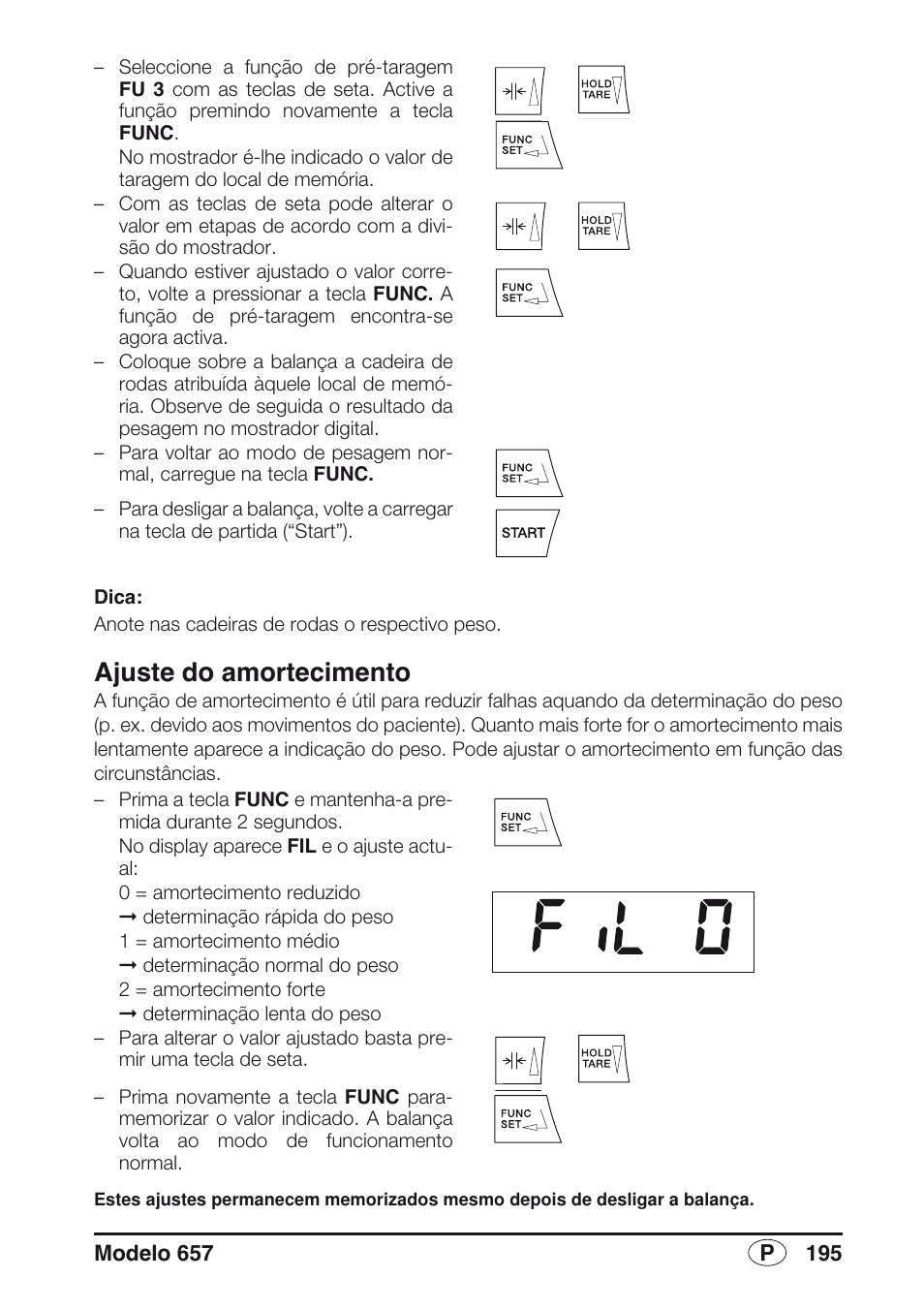 Ajuste do amortecimento | Seca 657 User Manual | Page 195 / 240