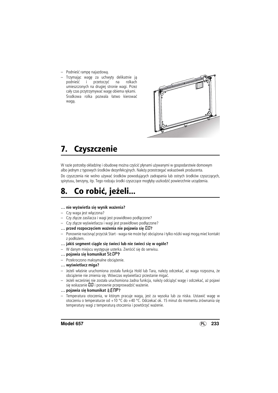 Czyszczenie, Co robić, jeżeli | Seca 657 User Manual | Page 233 / 240