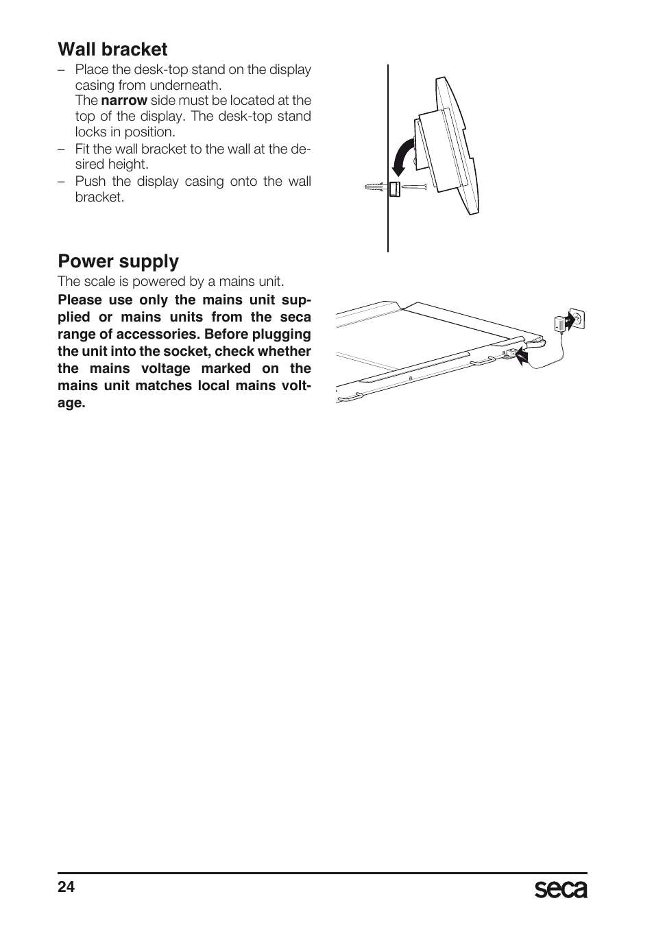 Wall bracket, Power supply | Seca 657 User Manual | Page 24 / 240