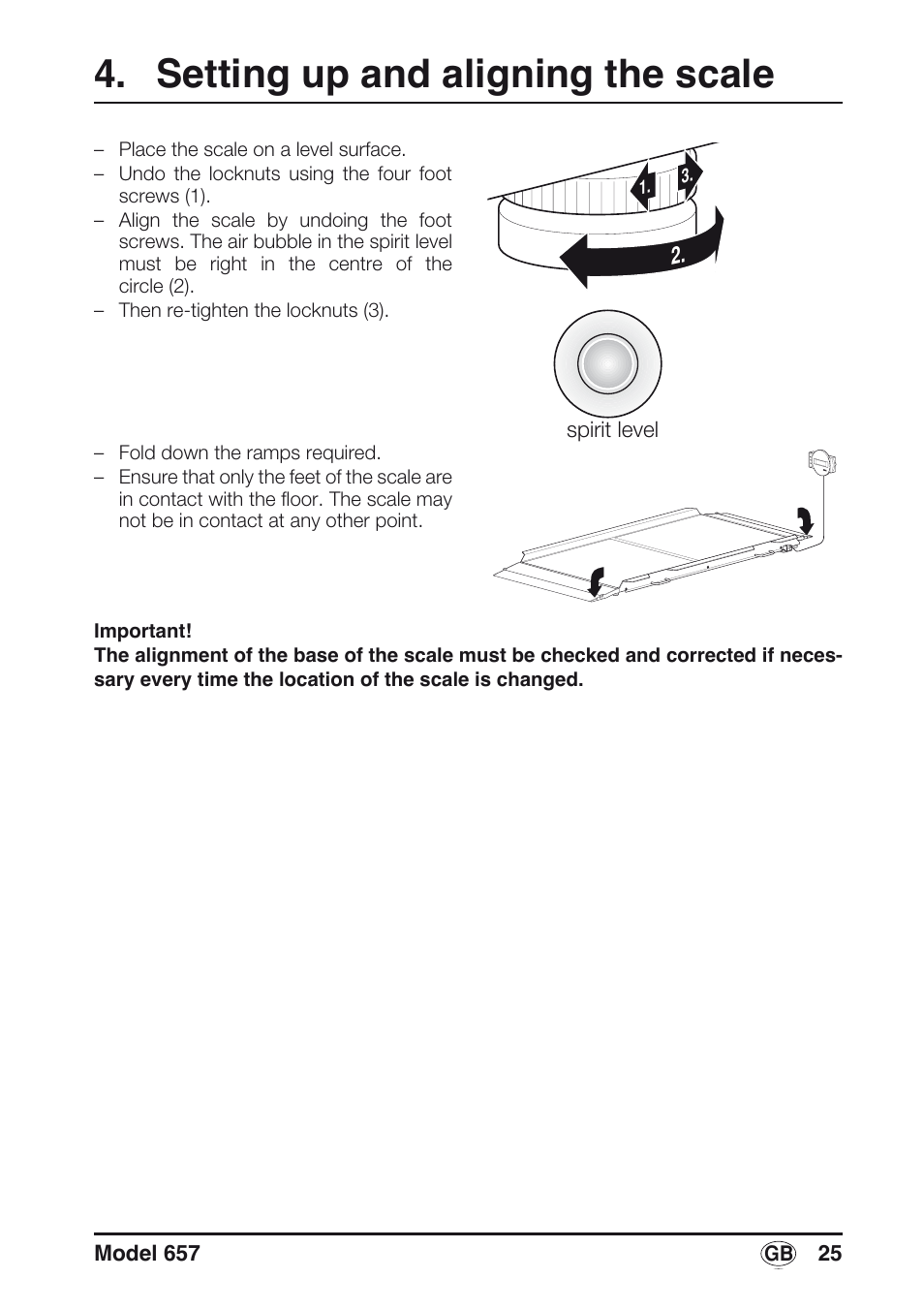 Setting up and aligning the scale, Libelle | Seca 657 User Manual | Page 25 / 240