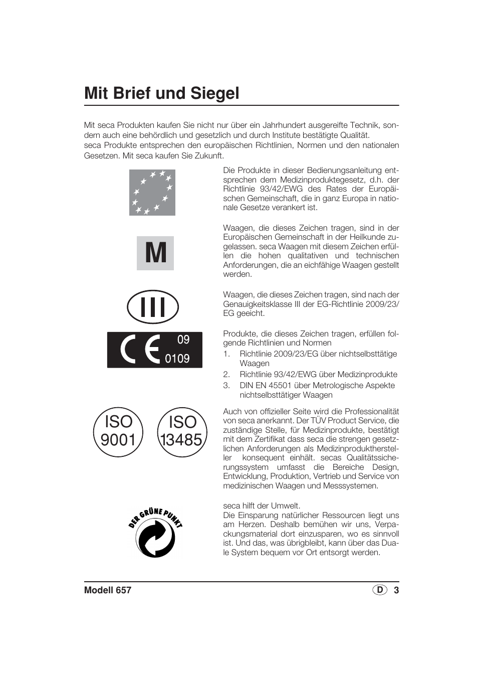 Deutsch, Mit brief und siegel | Seca 657 User Manual | Page 3 / 240