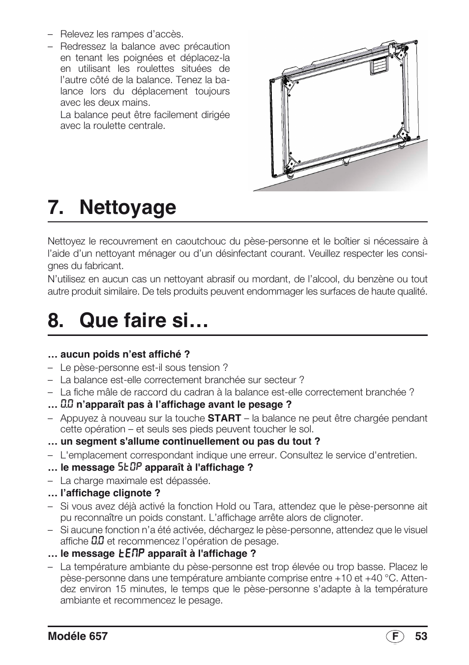 Nettoyage, Que faire si | Seca 657 User Manual | Page 53 / 240