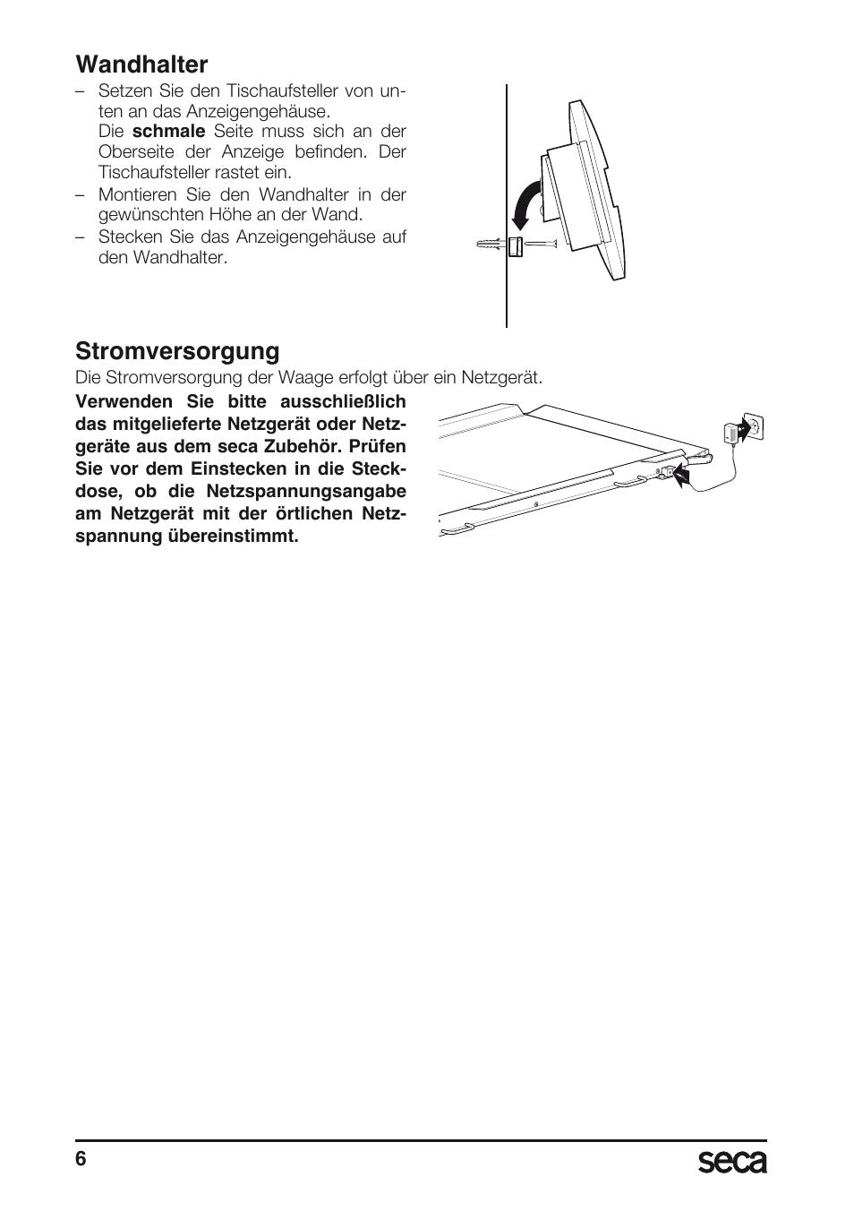 Wandhalter, Stromversorgung | Seca 657 User Manual | Page 6 / 240
