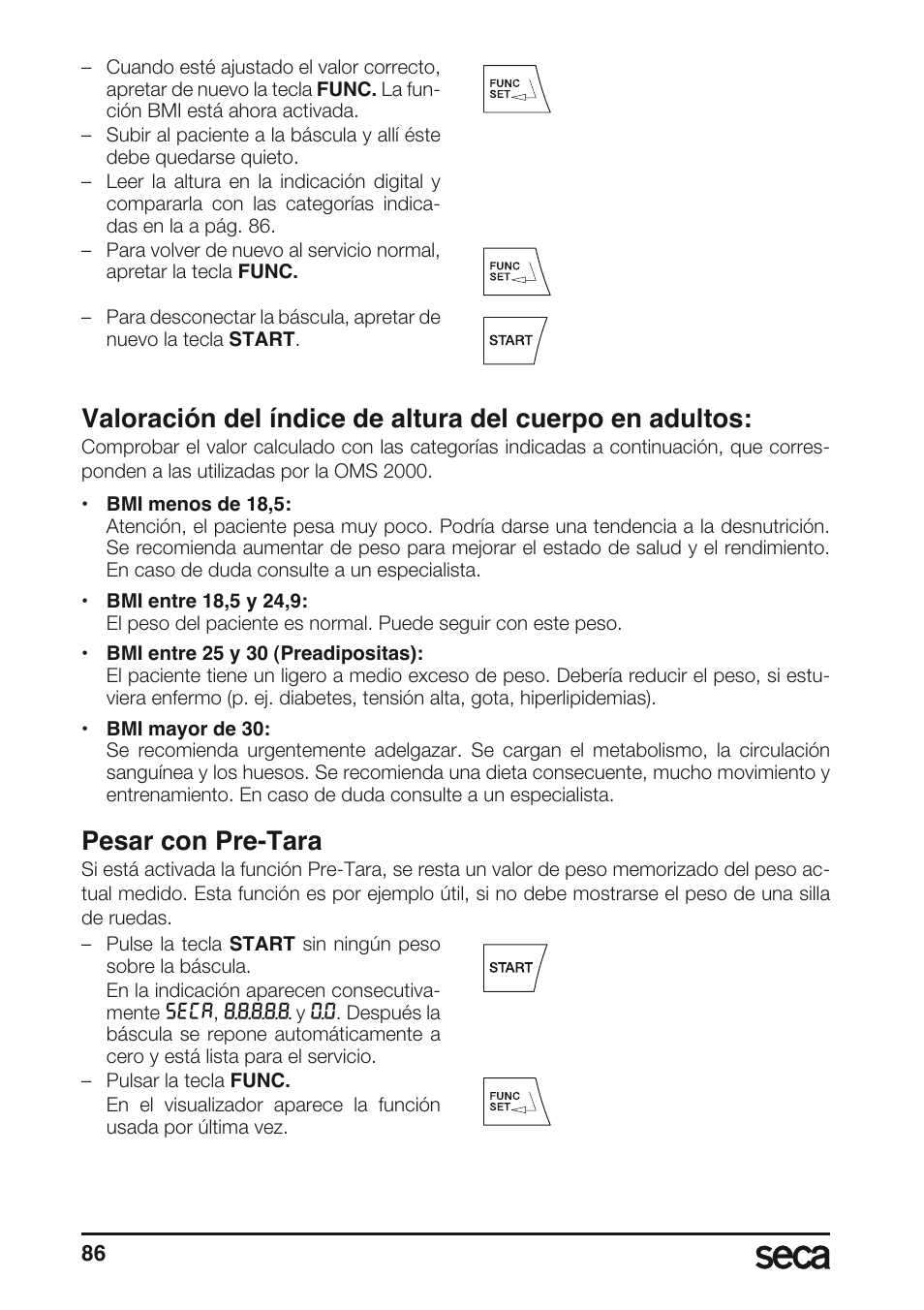 Pesar con pre-tara | Seca 657 User Manual | Page 86 / 240