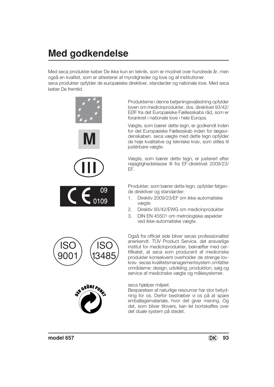 Dansk, Med godkendelse | Seca 657 User Manual | Page 93 / 240