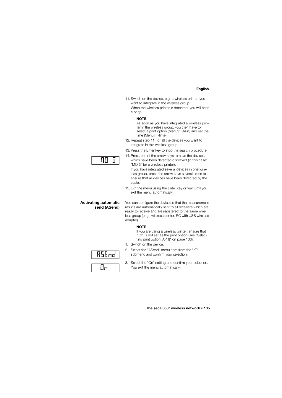 Activating automatic send (asend) | Seca 645 User Manual | Page 105 / 417