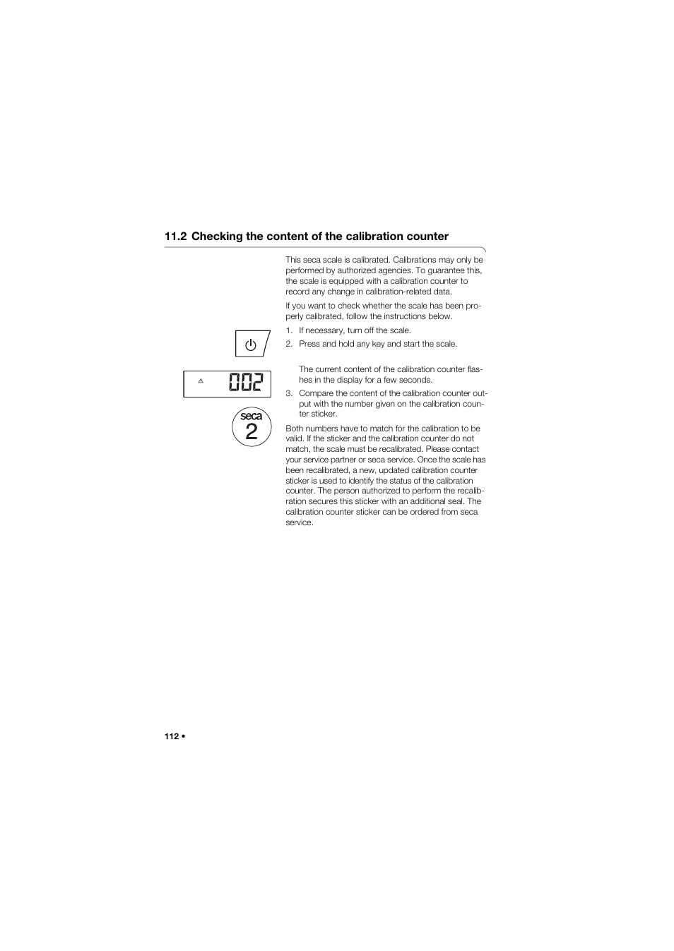 2 checking the content of the calibration counter, 2 checking the content of the, Calibration counter | Seca 645 User Manual | Page 112 / 417