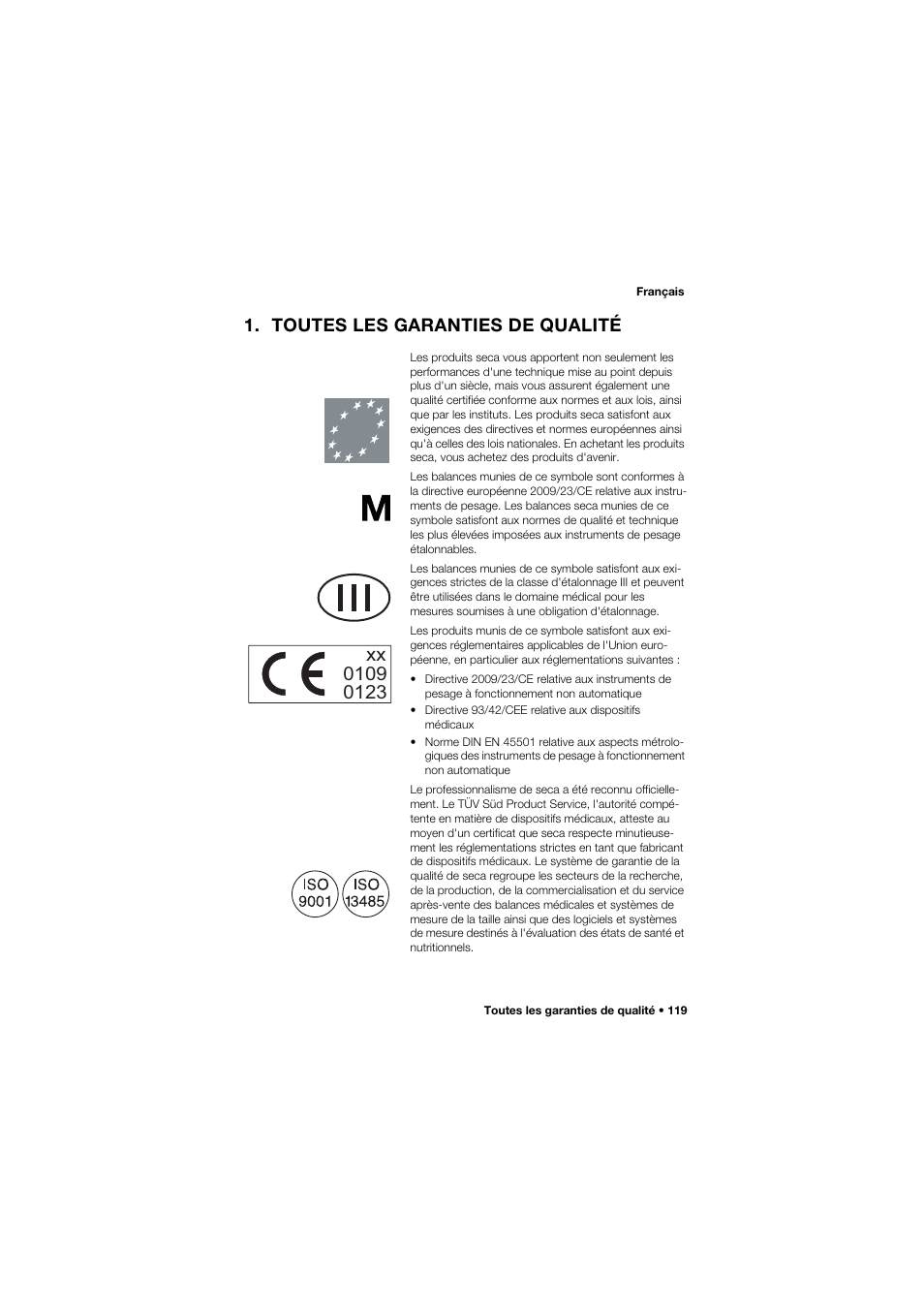 Toutes les garanties de qualité, Toutes les garanties de qualité 119 | Seca 645 User Manual | Page 119 / 417