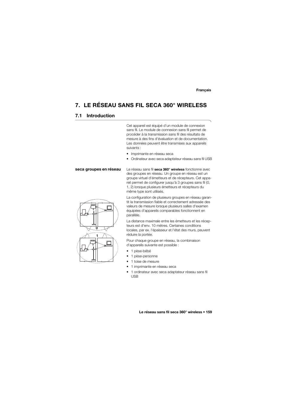 Le réseau sans fil seca 360° wireless, 1 introduction, Seca groupes en réseau | Le réseau sans fil seca 360, Wireless | Seca 645 User Manual | Page 159 / 417