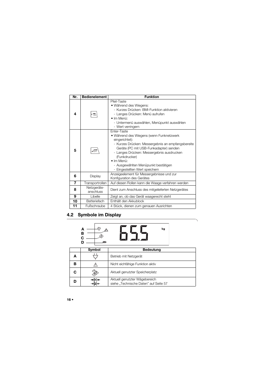 2 symbole im display | Seca 645 User Manual | Page 16 / 417