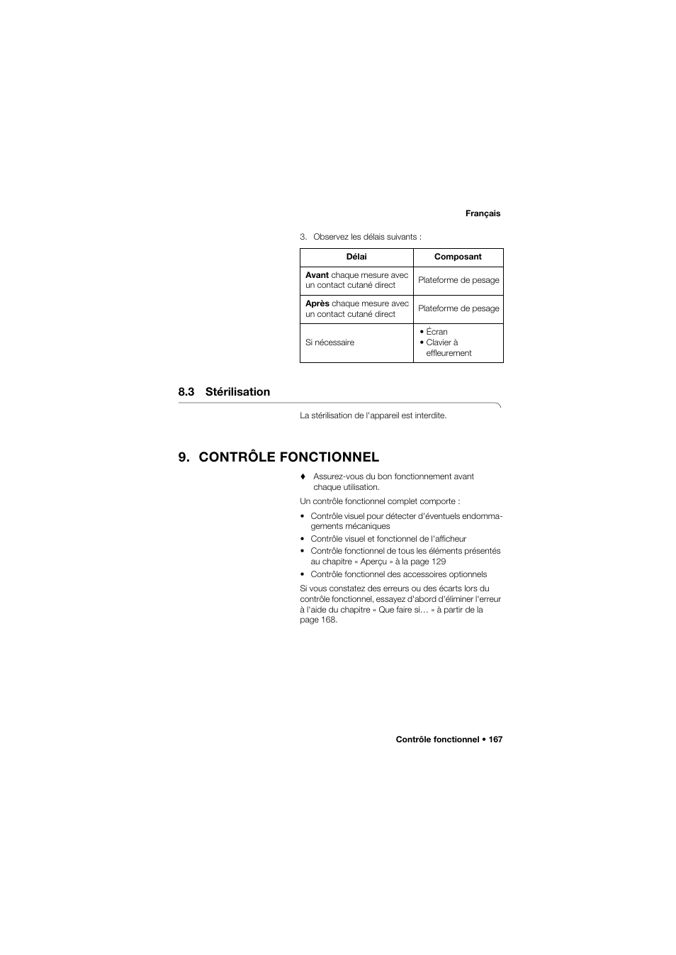 3 stérilisation, Contrôle fonctionnel | Seca 645 User Manual | Page 167 / 417