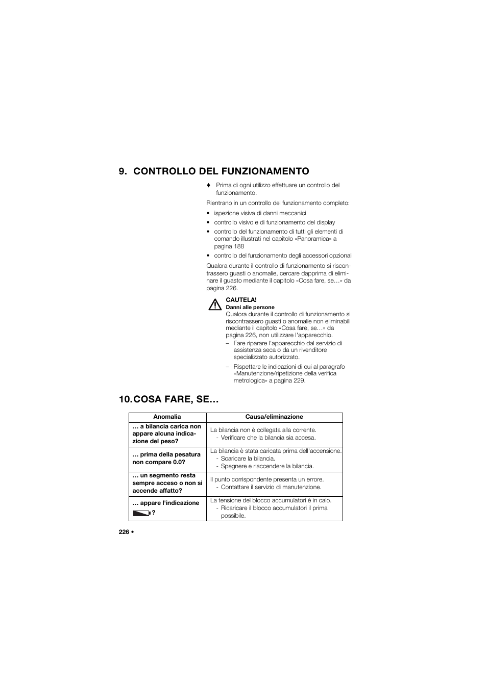 Controllo del funzionamento, Cosa fare, se | Seca 645 User Manual | Page 226 / 417