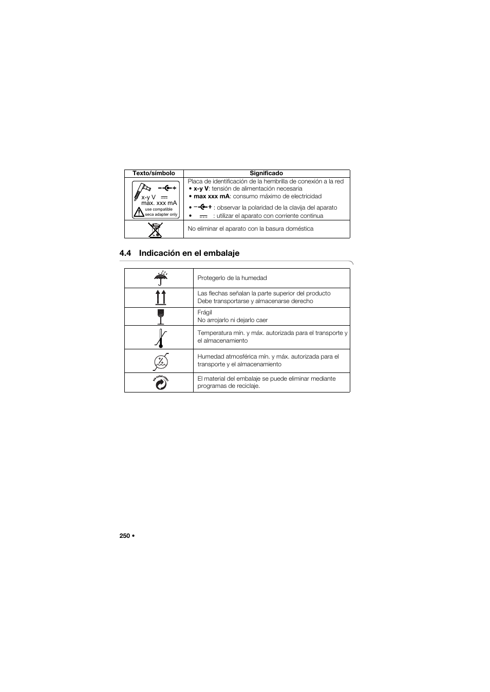4 indicación en el embalaje | Seca 645 User Manual | Page 250 / 417