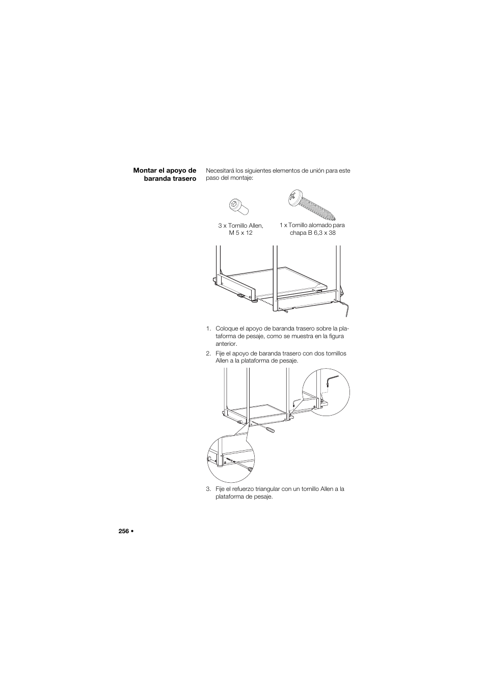 Montar el apoyo de baranda trasero | Seca 645 User Manual | Page 256 / 417