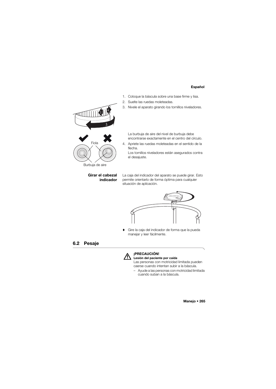 Girar el cabezal indicador, 2 pesaje | Seca 645 User Manual | Page 265 / 417