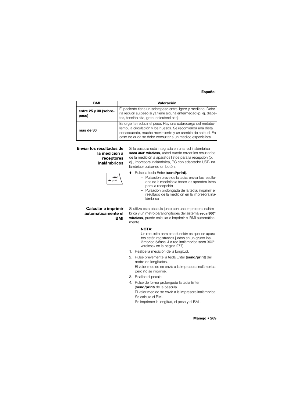 Calcular e imprimir automáticamente el bmi | Seca 645 User Manual | Page 269 / 417