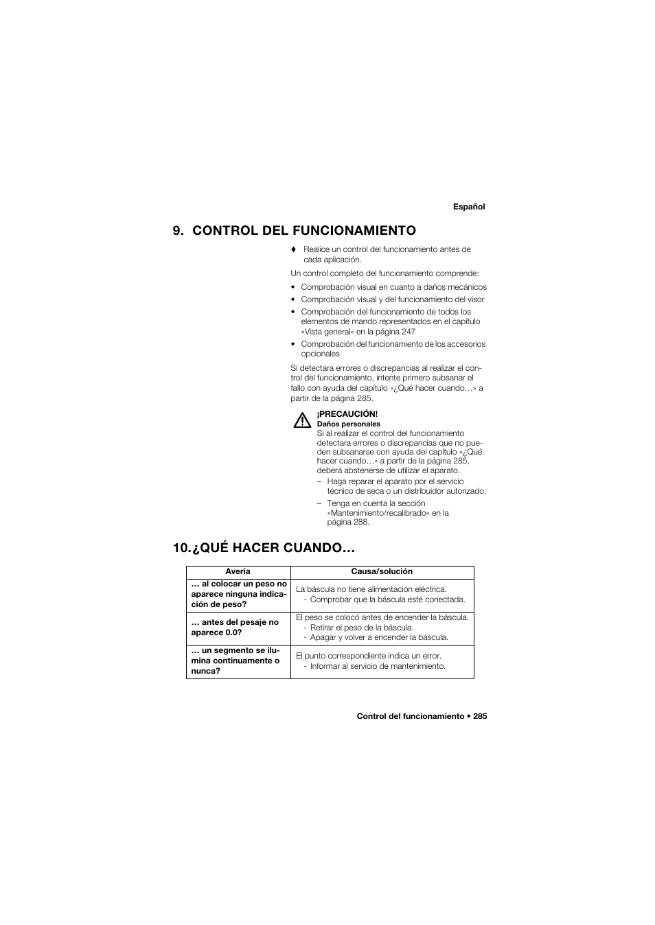 Control del funcionamiento, ¿qué hacer cuando | Seca 645 User Manual | Page 285 / 417