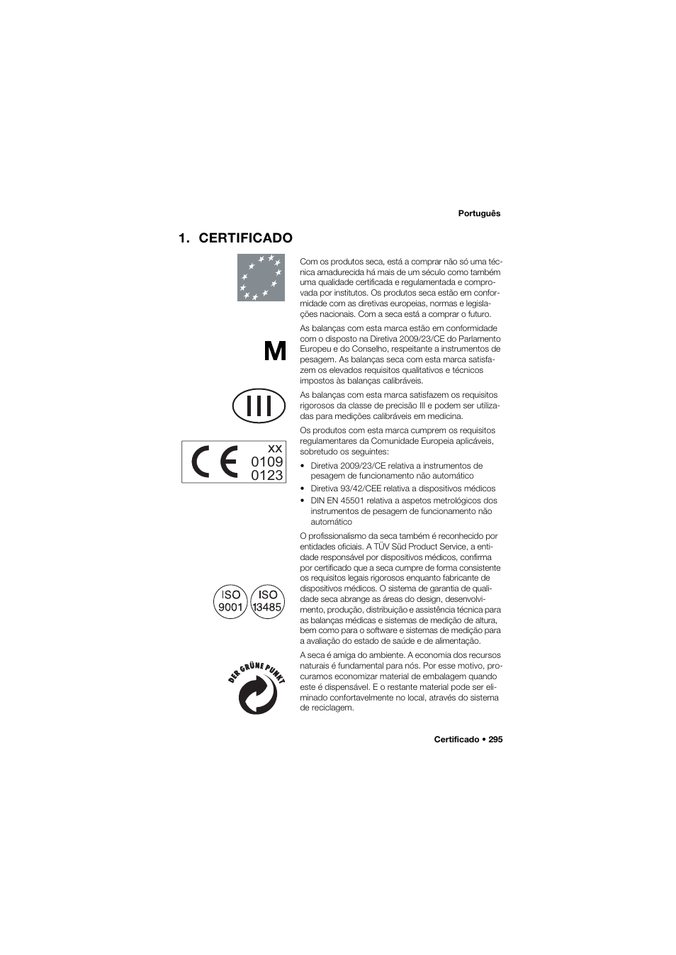 Certificado | Seca 645 User Manual | Page 295 / 417