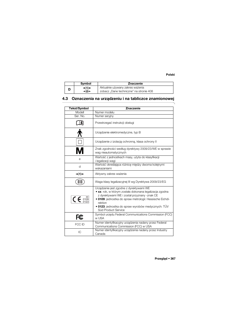 3 oznaczenia na urządzeniu, I na tabliczce znamionowej | Seca 645 User Manual | Page 367 / 417