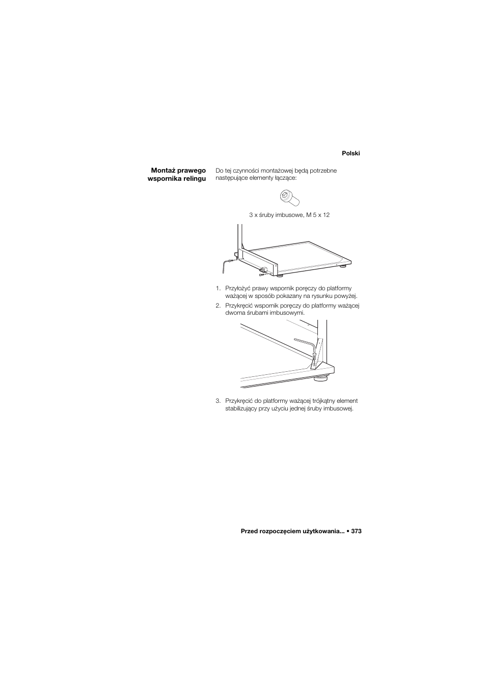 Montaż prawego wspornika relingu | Seca 645 User Manual | Page 373 / 417