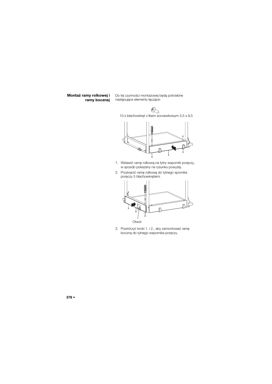 Montaż ramy rolkowej i ramy bocznej | Seca 645 User Manual | Page 378 / 417