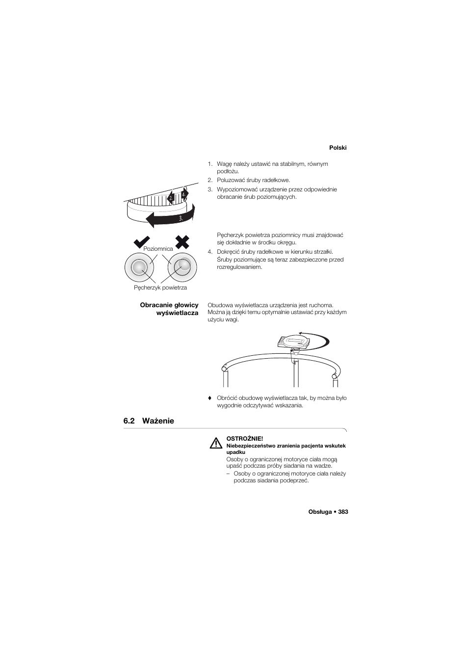 Obracanie głowicy wyświetlacza, 2 ważenie | Seca 645 User Manual | Page 383 / 417