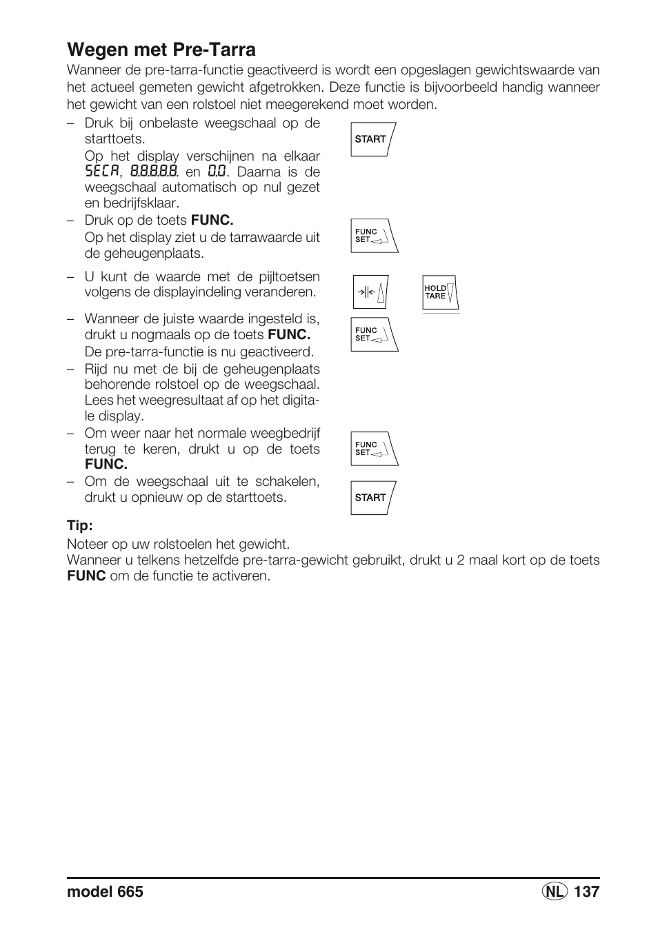 Wegen met pre-tarra | Seca 665 User Manual | Page 137 / 188