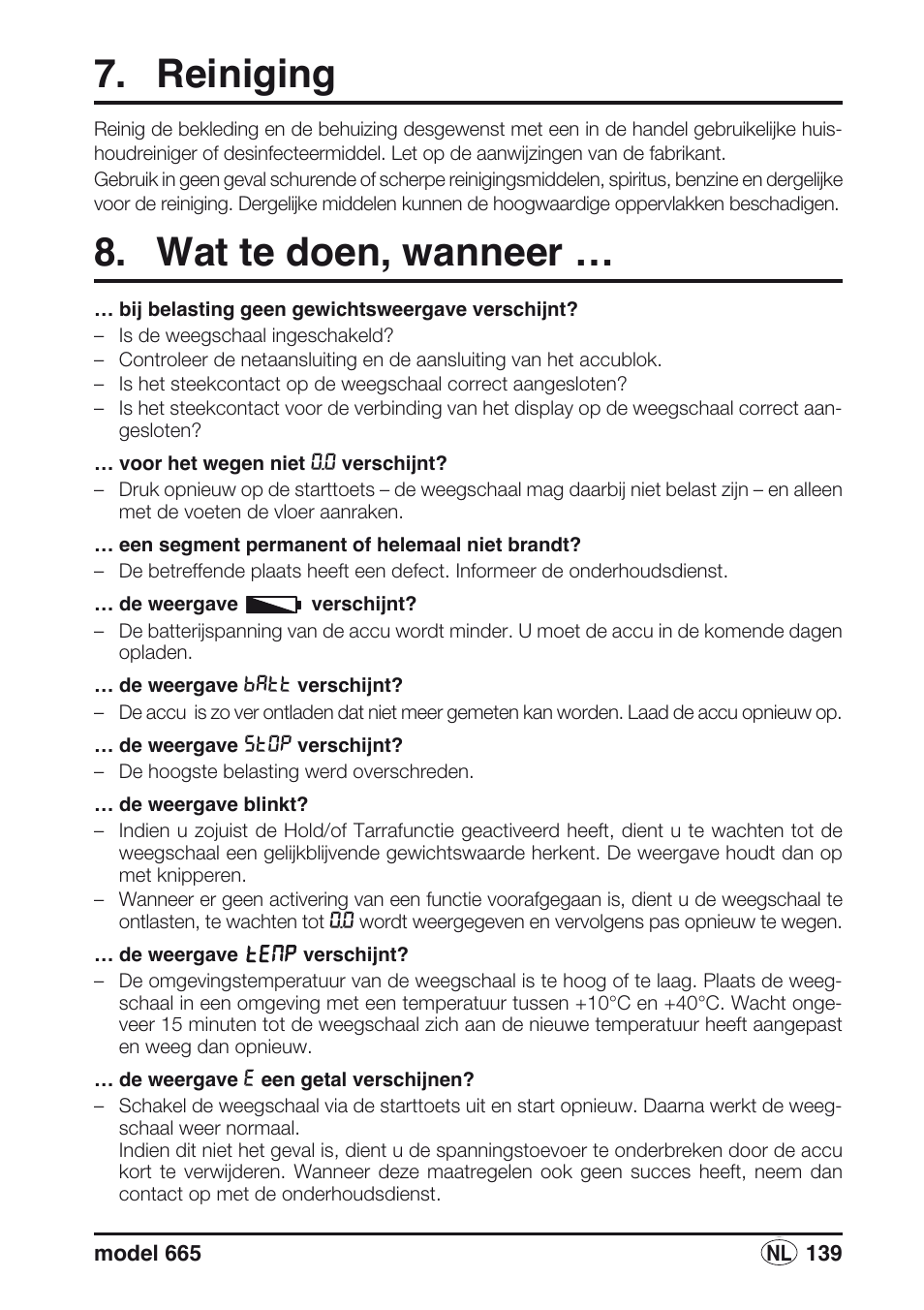 Reiniging, Wat te doen, wanneer | Seca 665 User Manual | Page 139 / 188