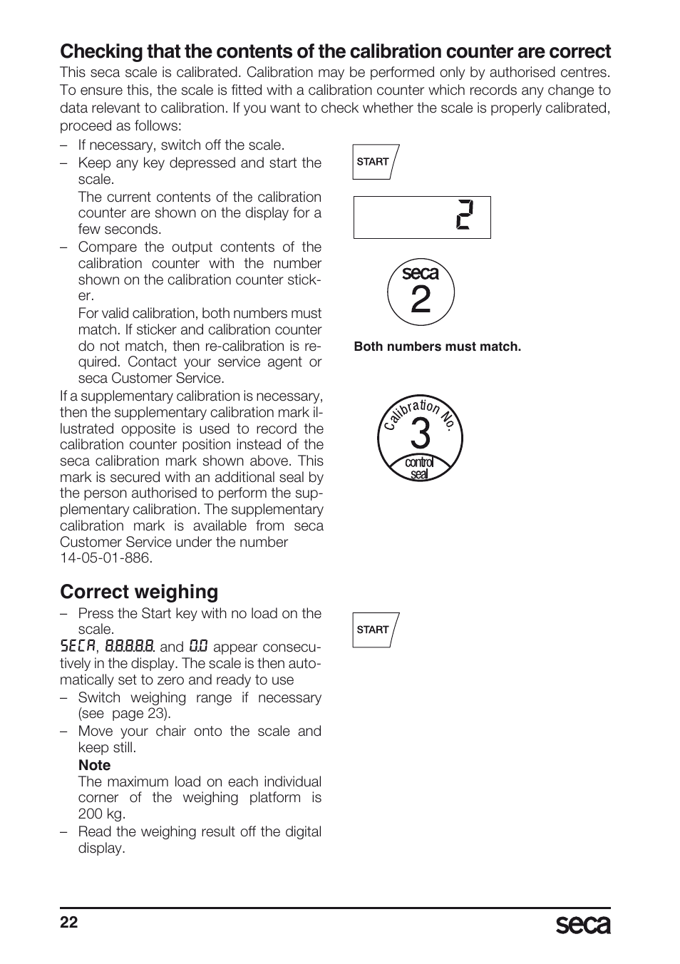 Correct weighing | Seca 665 User Manual | Page 22 / 188
