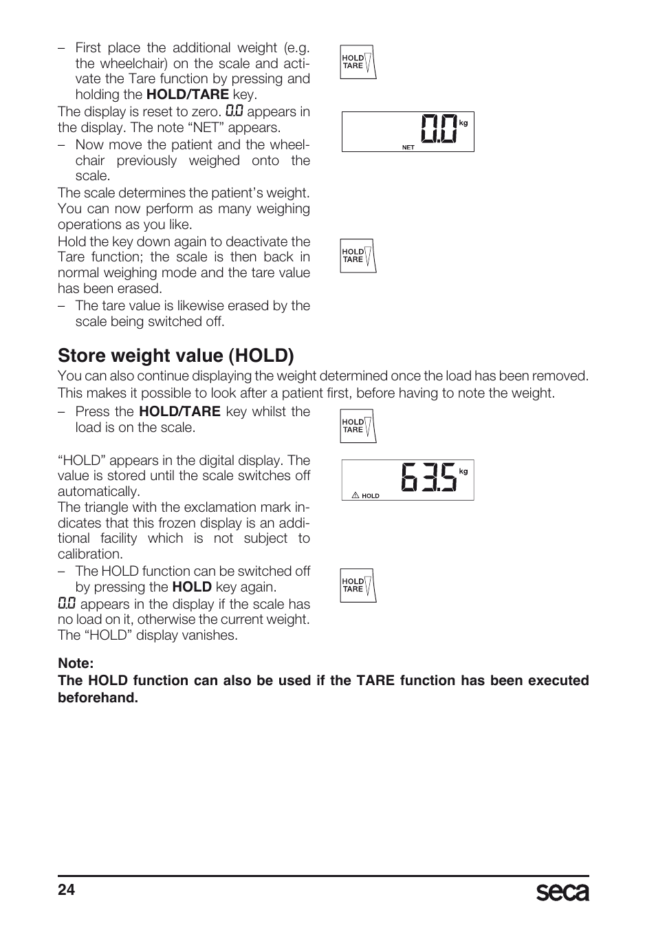 Store weight value (hold) | Seca 665 User Manual | Page 24 / 188