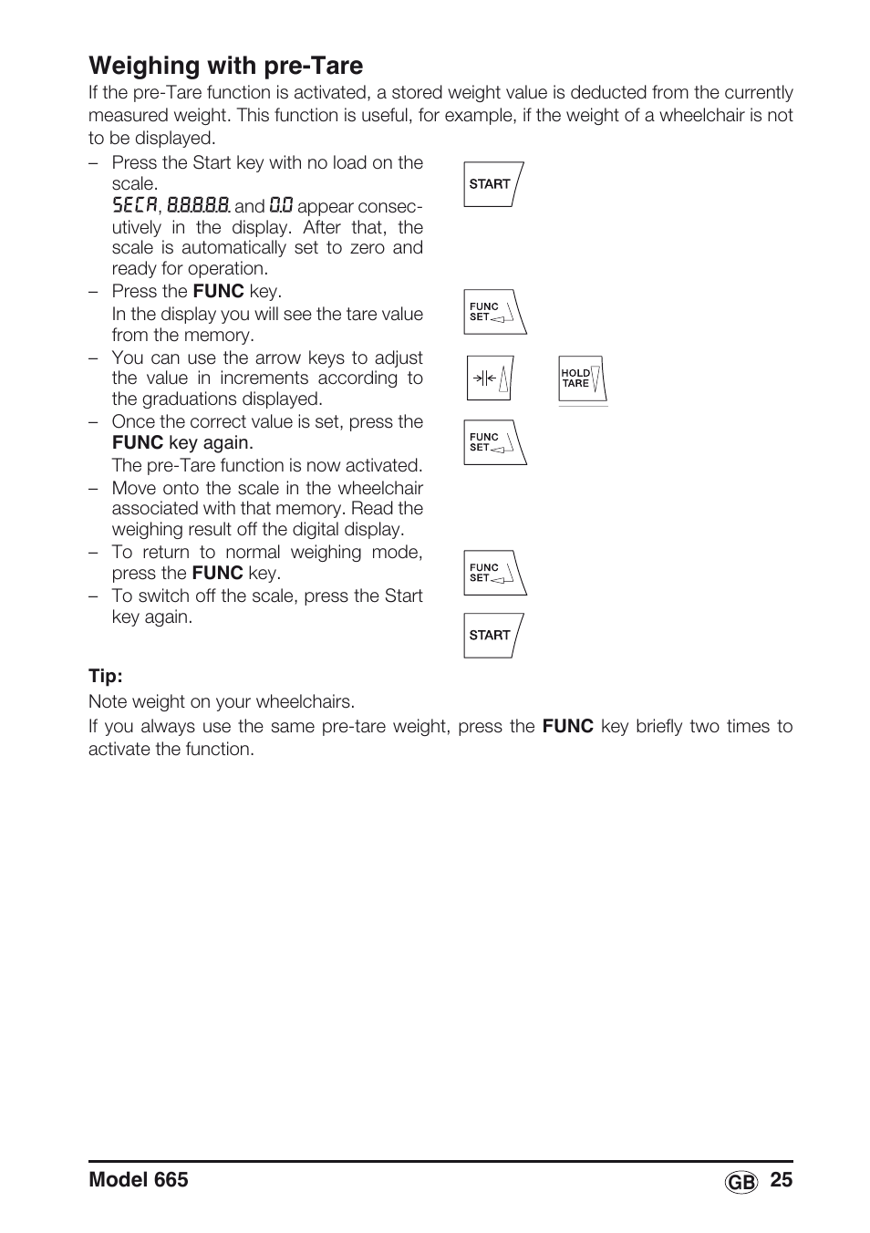 Weighing with pre-tare | Seca 665 User Manual | Page 25 / 188