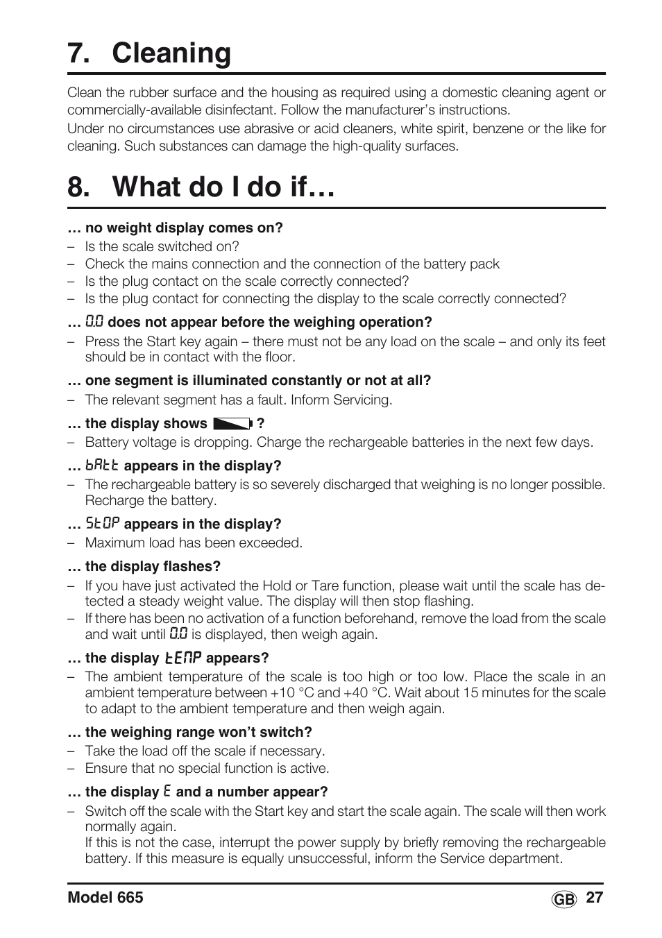 Cleaning, What do i do if | Seca 665 User Manual | Page 27 / 188