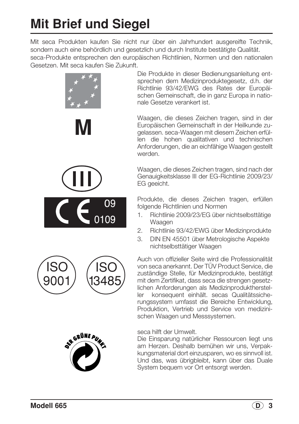 Deutsch, Mit brief und siegel | Seca 665 User Manual | Page 3 / 188