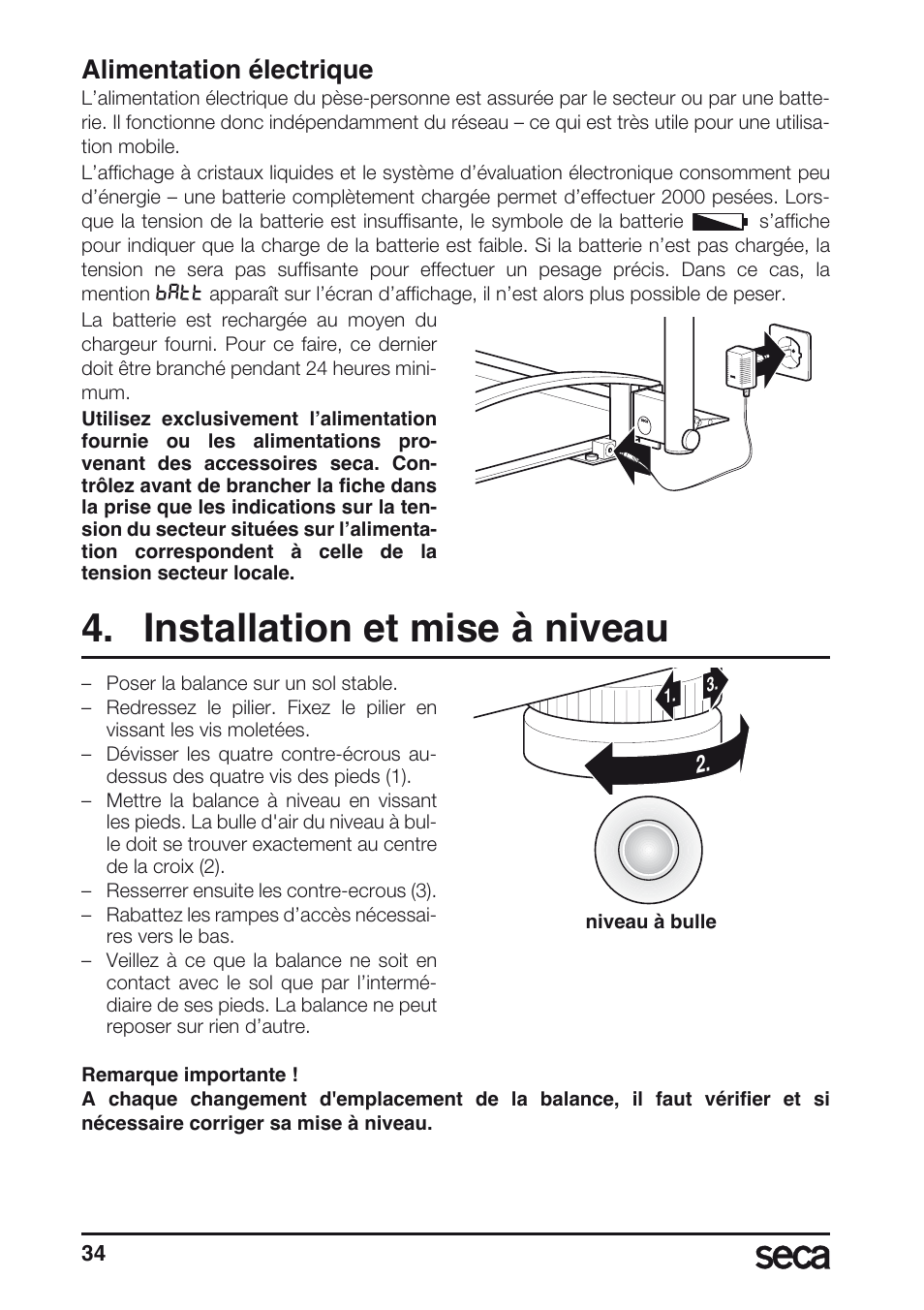 Alimentation électrique, Installation et mise à niveau, Libelle | Seca 665 User Manual | Page 34 / 188
