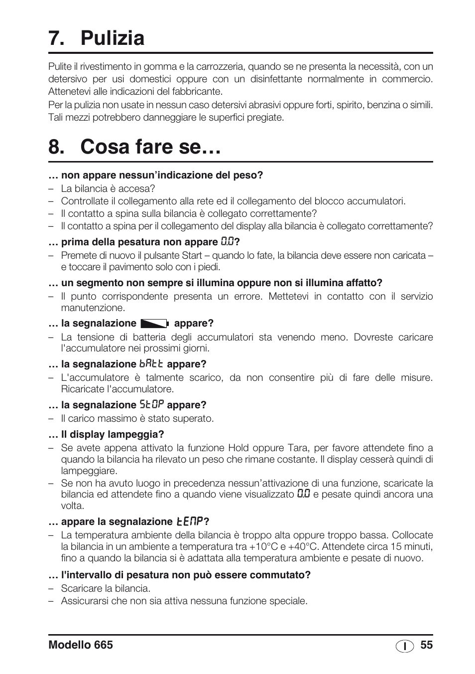 Pulizia, Cosa fare se | Seca 665 User Manual | Page 55 / 188